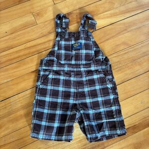 OSHKOSH B'GOSH Vestbak Madras Short Shortalls Overalls Plaid 18 Month Boys Girls